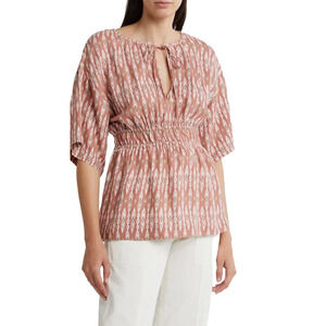 Joie Renae Split Neck Blouse XS Canyon Rose Viscose NWT